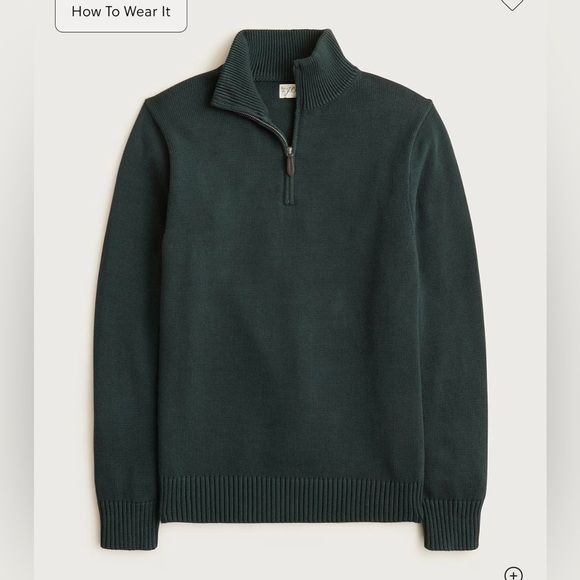 J.Crew Heritage cotton quarter-zip sweater in deepest spruce